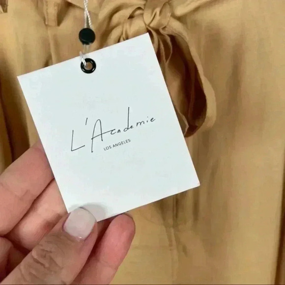 L'Academie The Danette Bronze Button Fly Belted High Rise Trouser Pants - Picture 7 of 10